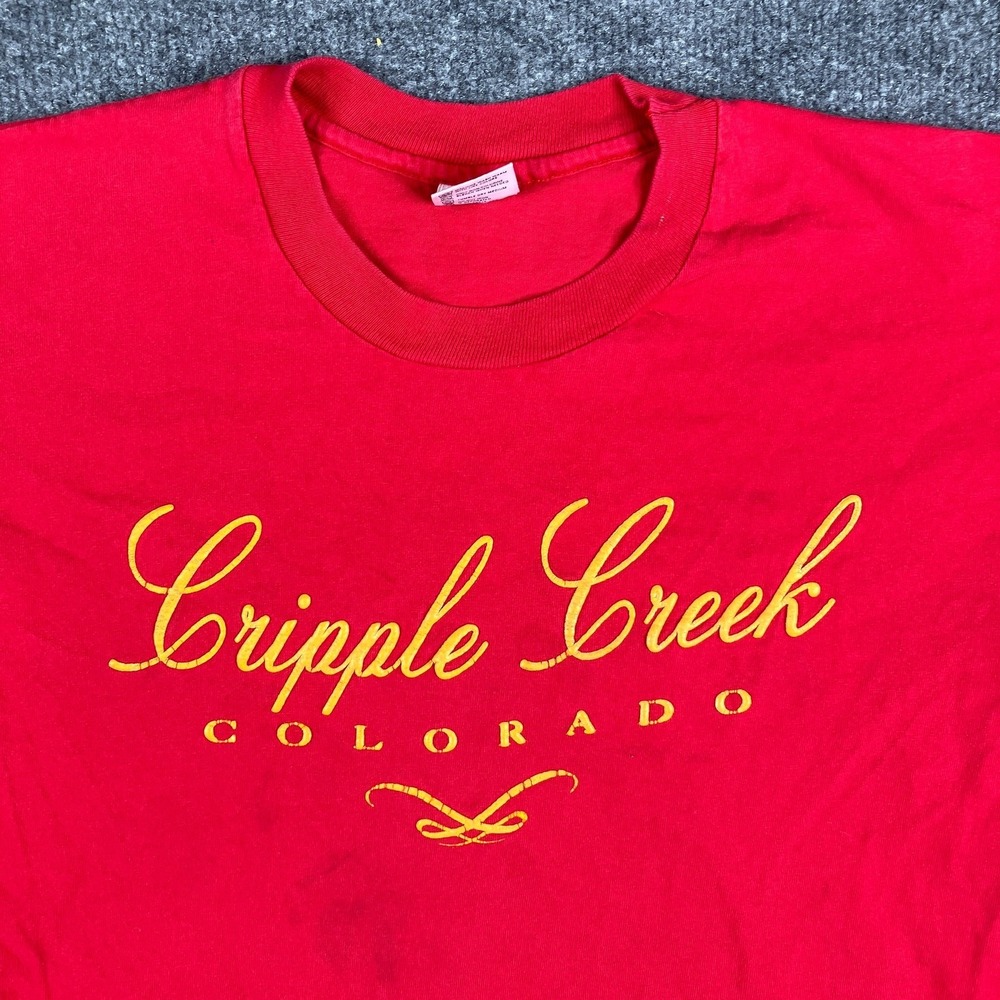 Anvil T-Shirt Mens Size L Red‎ Cripple Creek Colorado Tourist Graphic Tee